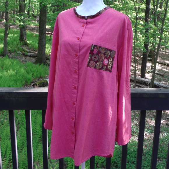 Tops - Elegant Chocolates on Long Organic Pink 2X Top